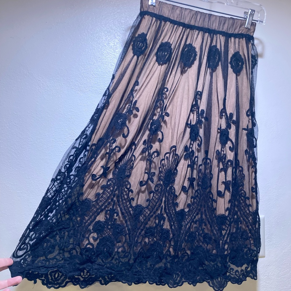 Retro Nude and Black Tea Skirt sz XS